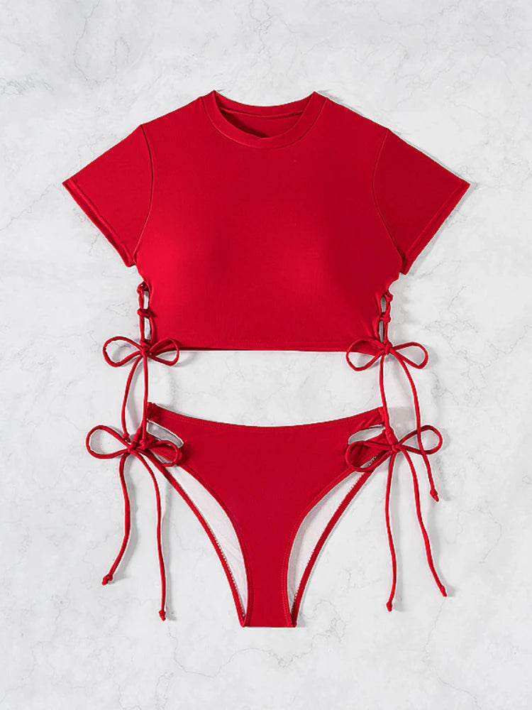 Short-Sleeve Bikini Set - Two-Piece Swimsuit