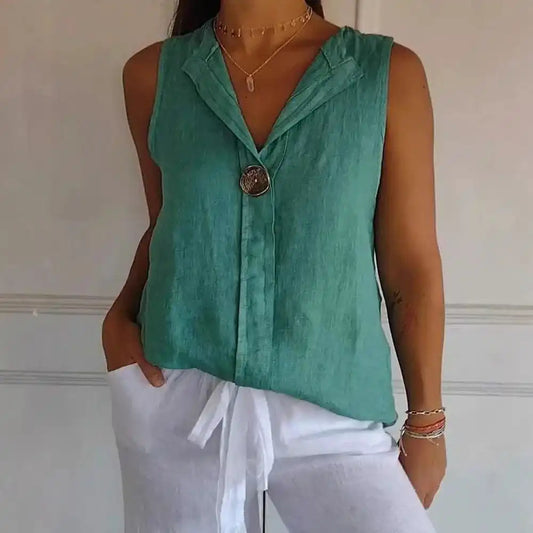 V-Neck Button Front Tank Top