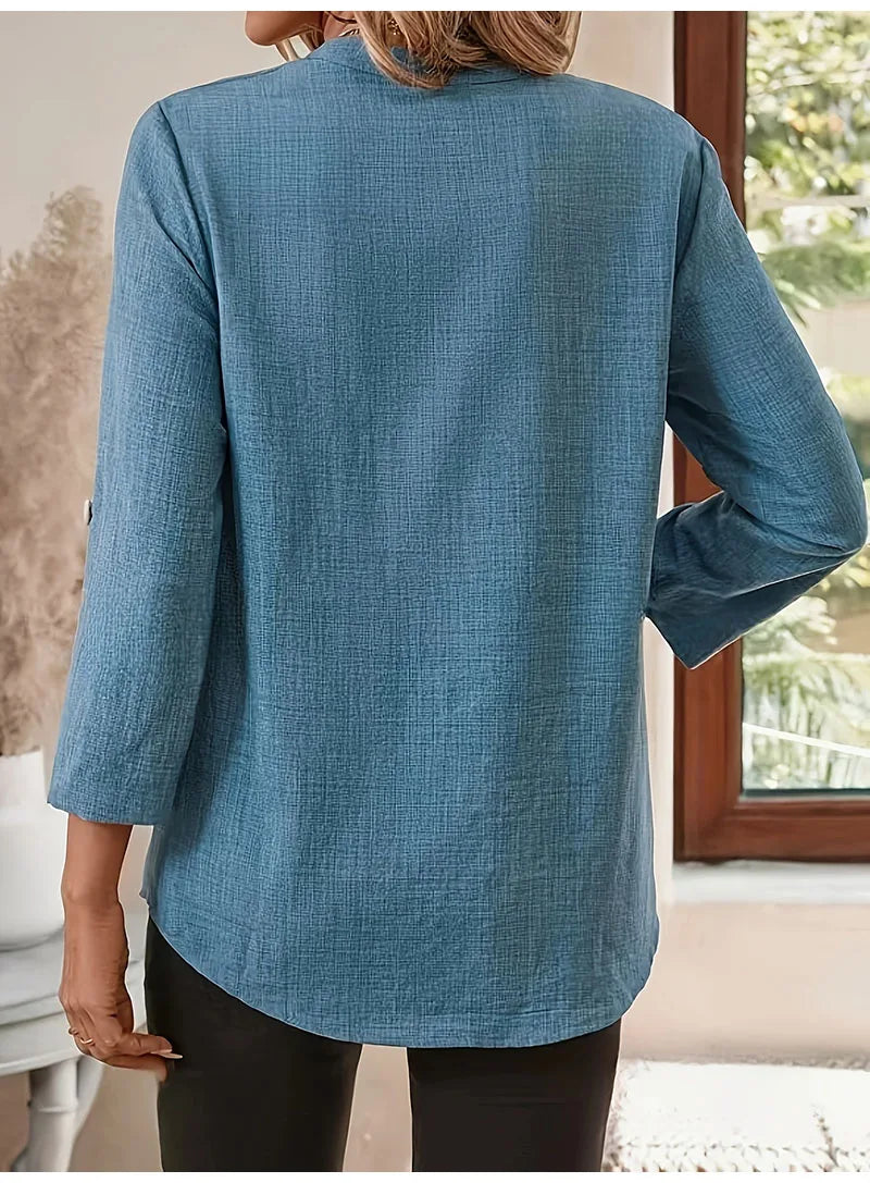 Elegant Casual V-neck Loose Sleeve Blouses