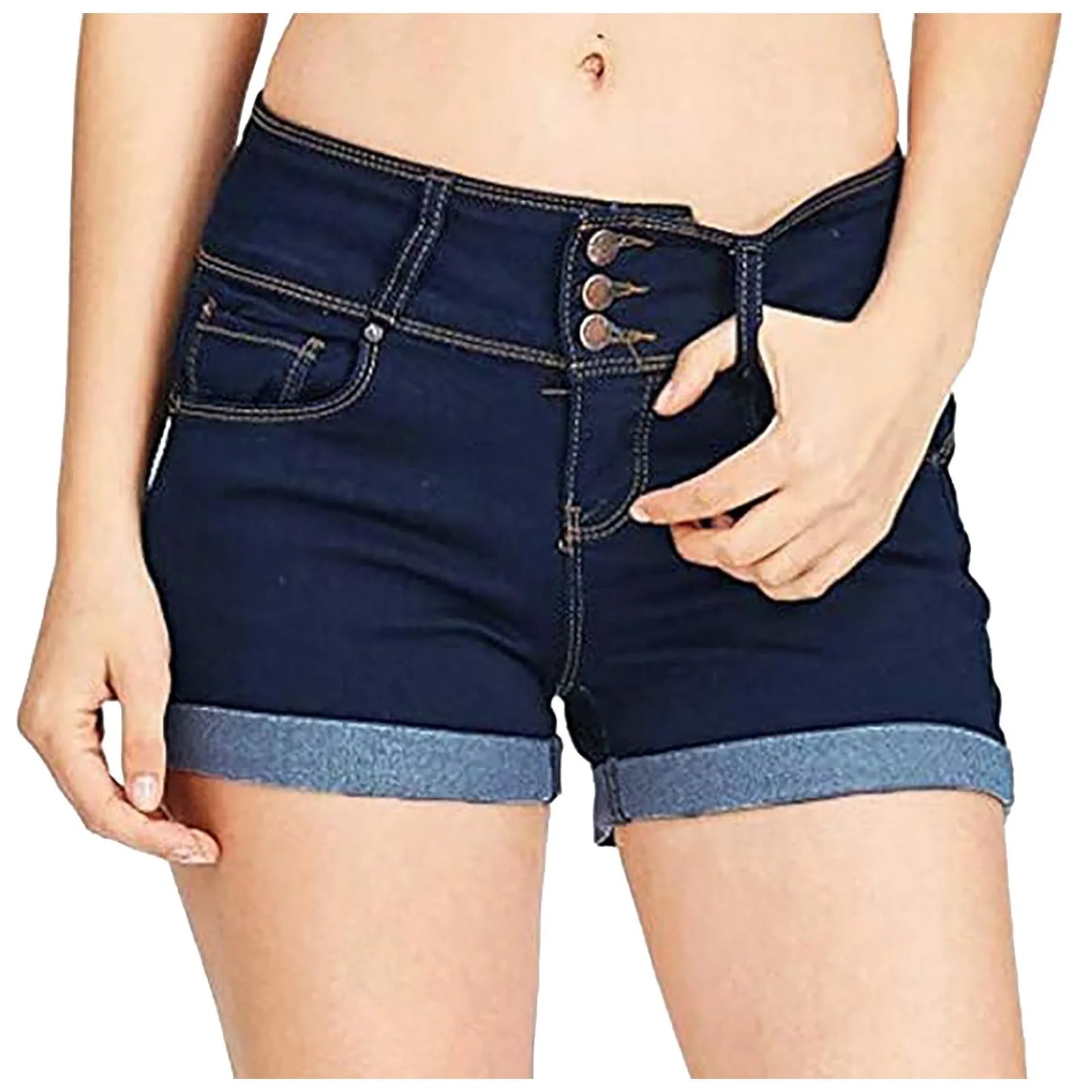 Washed Solid Low Waist Denim Mini Shorts