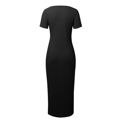 Dresses For Women Plus Size Women's Bodycon Casual Short Sleeve Square Neck Midi