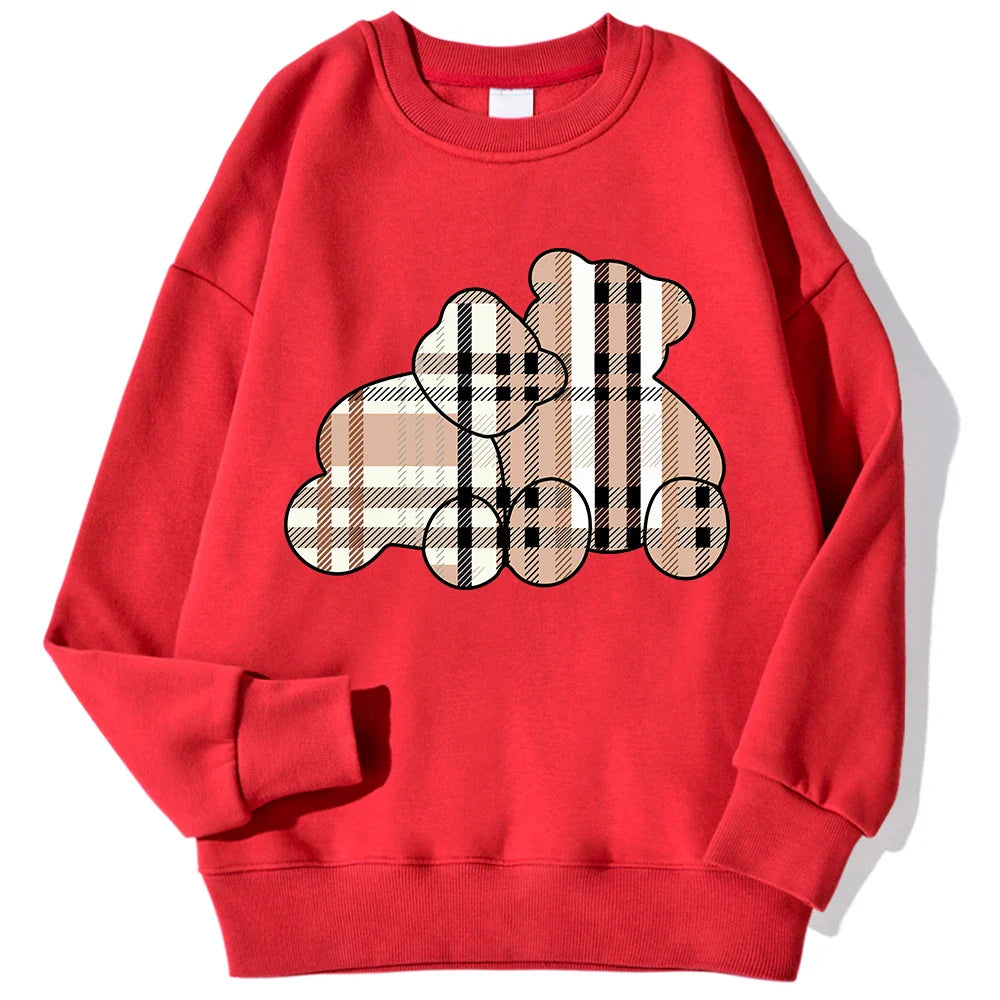 Casual Women's Sweatshirts Teddy Bear Printing Hoodies