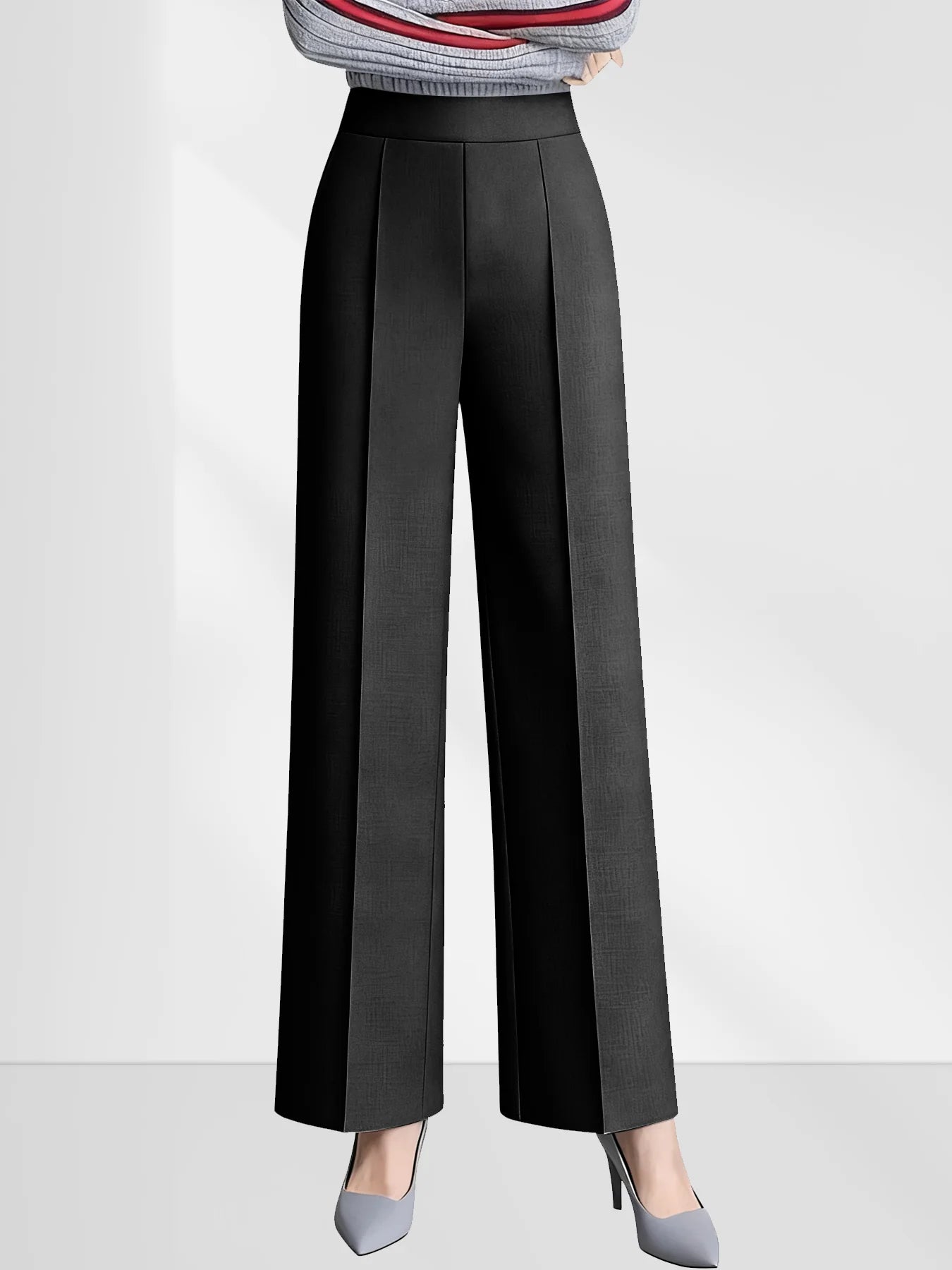 Solid Color Wide Leg High Waist Pants