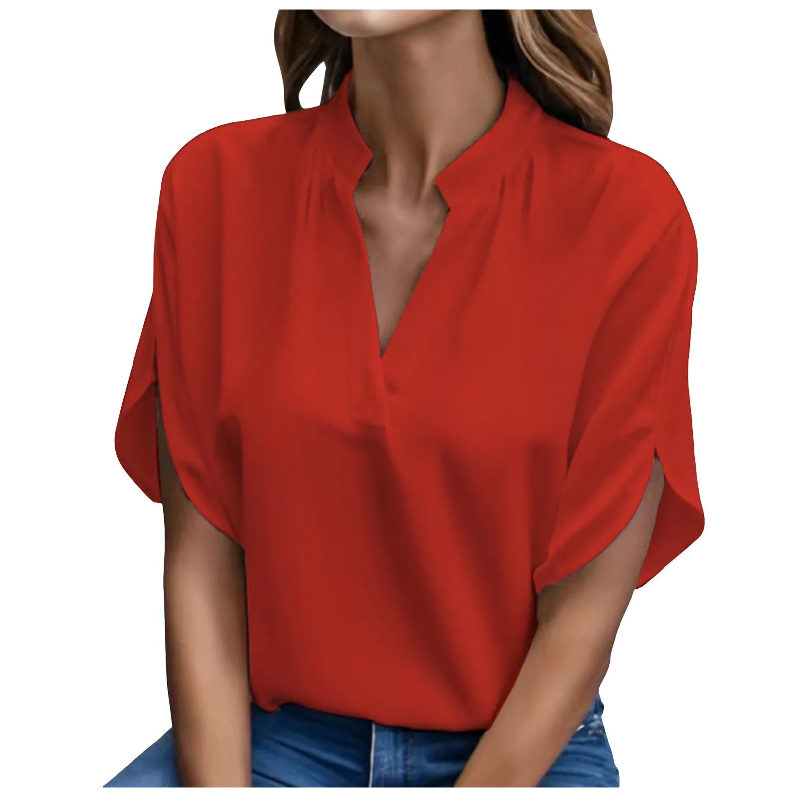 Elegant Solid Chiffon Women's Blouse Casual 3/4 Sleeve Shirt - The Eggy's store