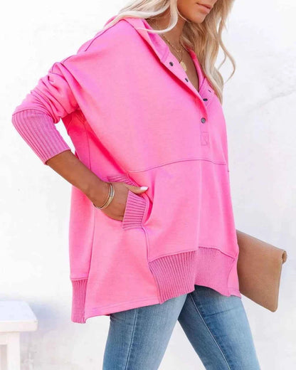 Casual Loose White Women Sweatshirt V-neck Hooded Batwing Sleeve Hoodie Top For Women Pullovers