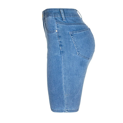 Casual Retro Black High Waist Denim Shorts for Women - Knee-long Summer Shorts - The Eggy's store