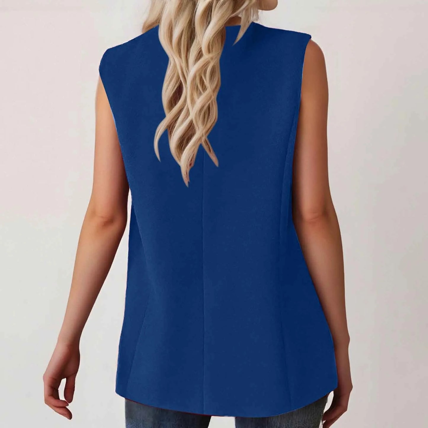 Sleeveless Single Button Slim Fit Blazer Vest