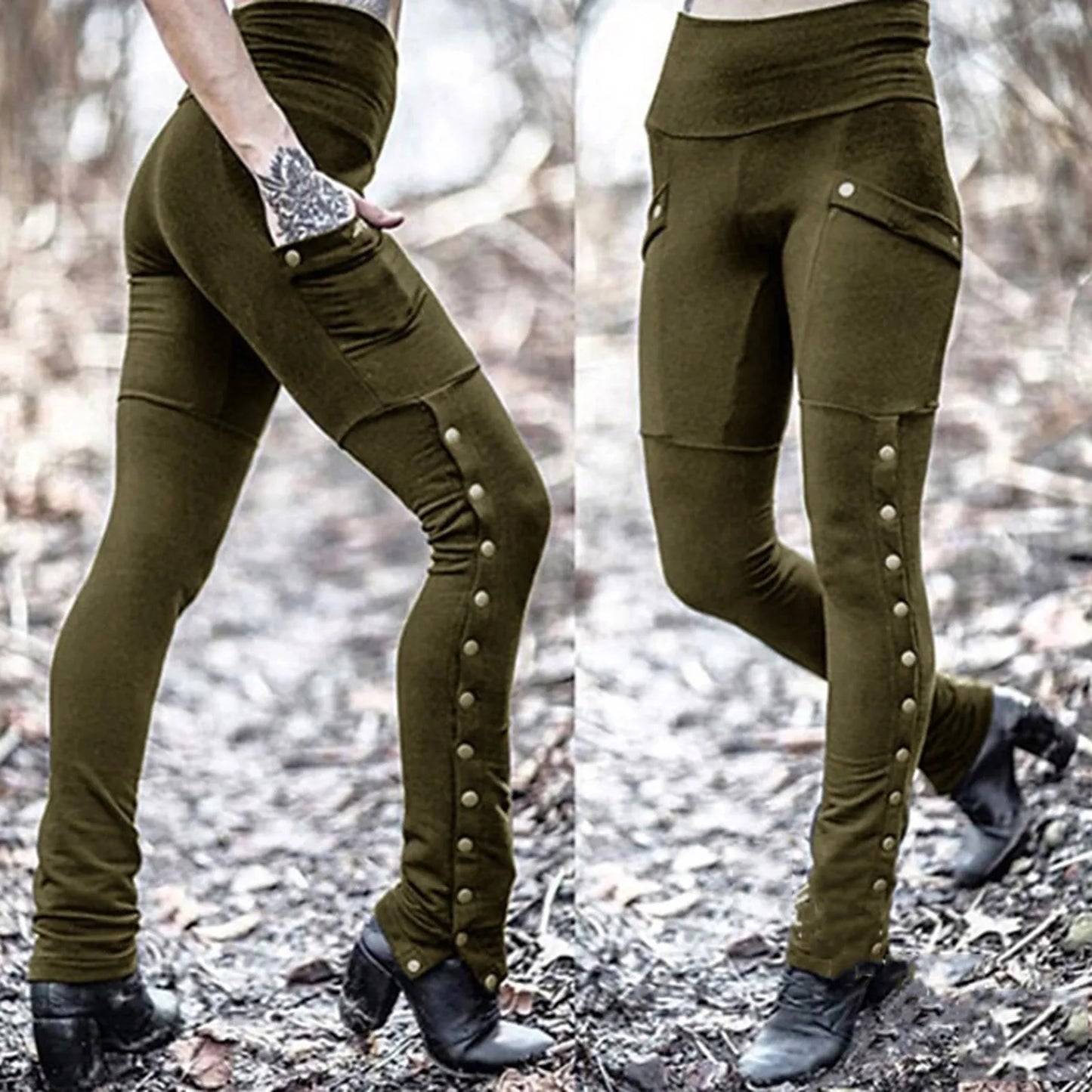 Gothic Rivet Skinny Pencil Pants