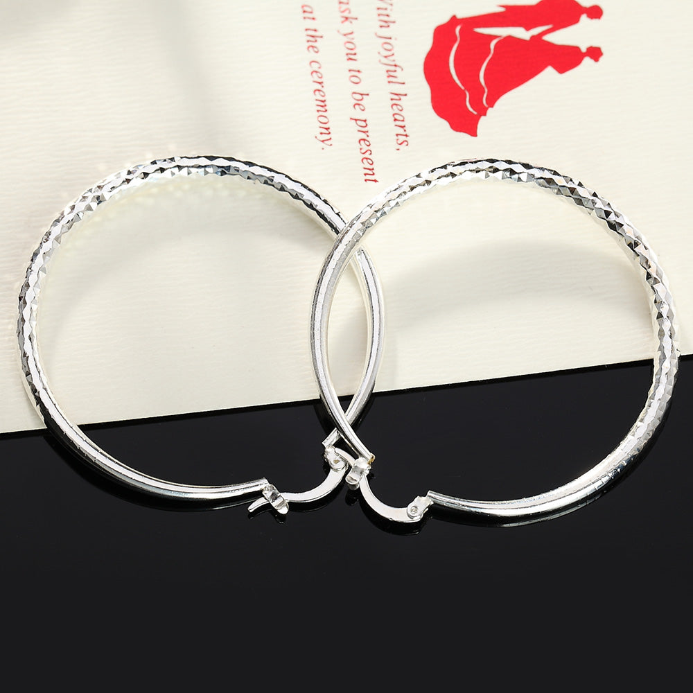 925 Sterling Silver Hoop Earrings 5CM Circle Hoops for Women - Fashion Jewelry for Weddings and Holidays