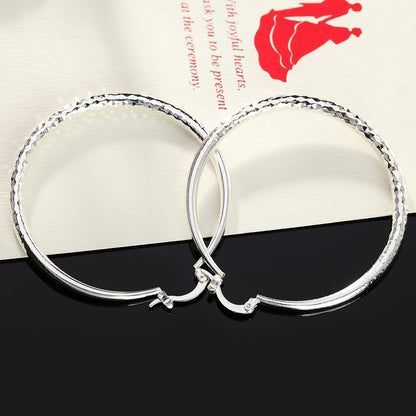 925 Sterling Silver Hoop Earrings 5CM Circle Hoops for Women - Fashion Jewelry for Weddings and Holidays