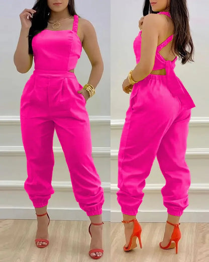 Elegant Summer Fashion Jumpsuit for Women - Shoulder Straps - The Eggy's store