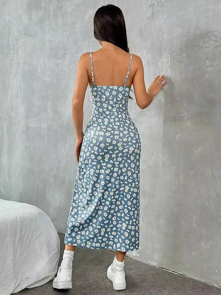 Sleeveless Halter Midi Dress