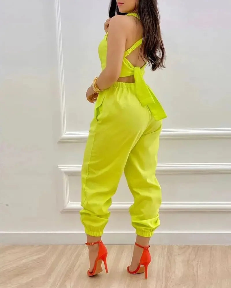 Elegant Summer Fashion Jumpsuit for Women - Shoulder Straps - The Eggy's store