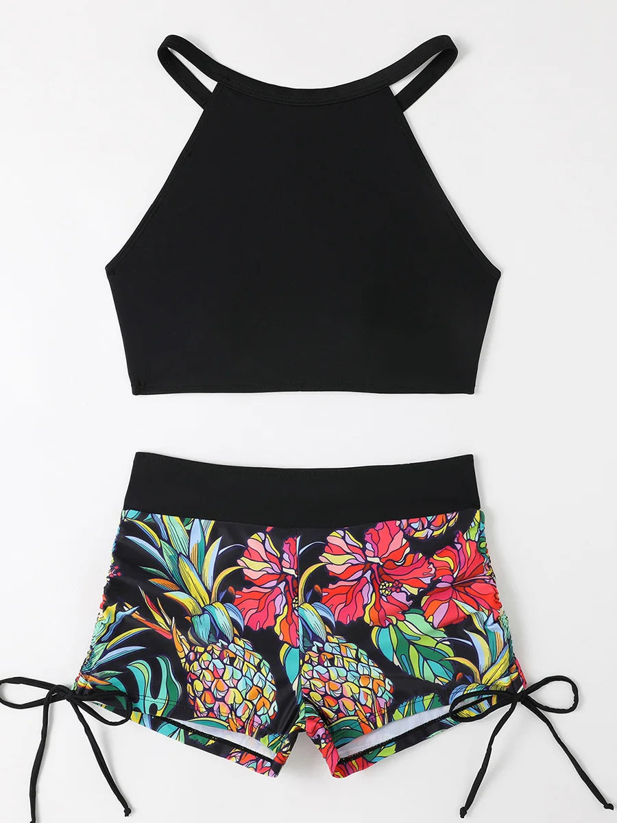 High Waist Women's Drawstring Bikini Swimsuit