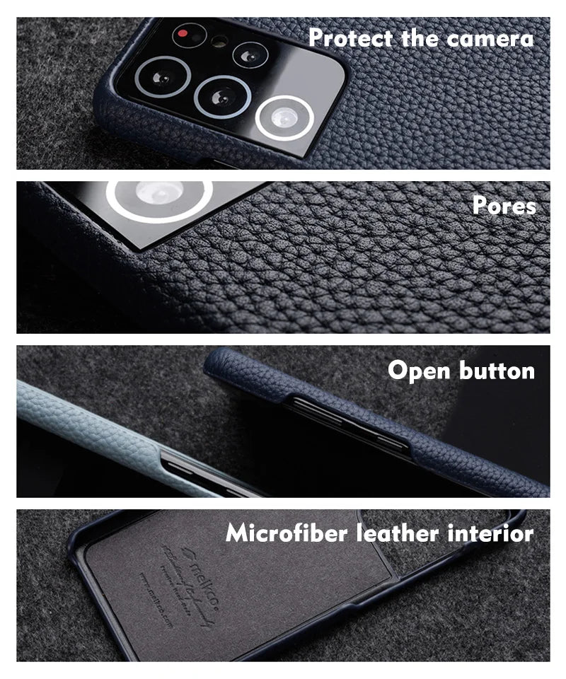 Premium Leather Phone Case for Samsung Galaxy S23 S22 Ultra 21 Plus 5G - Luxury Genuine Cowhide Business Cover - The Eggy's store