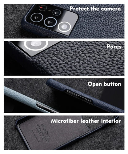 Premium Leather Phone Case for Samsung Galaxy S23 S22 Ultra 21 Plus 5G - Luxury Genuine Cowhide Business Cover - The Eggy's store