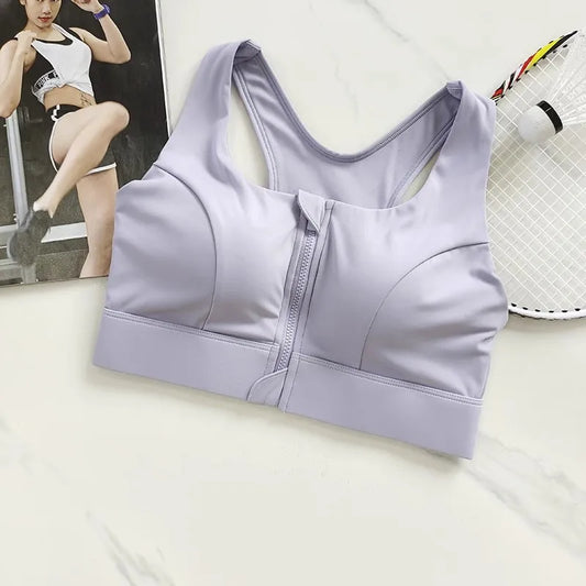 Women's Zipper Shockproof Sports Bra