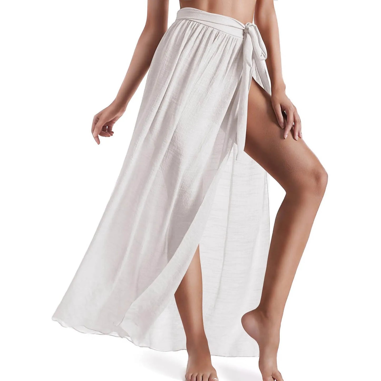 Long Sarong Beach Cover-Up - Lace-Up Wrap