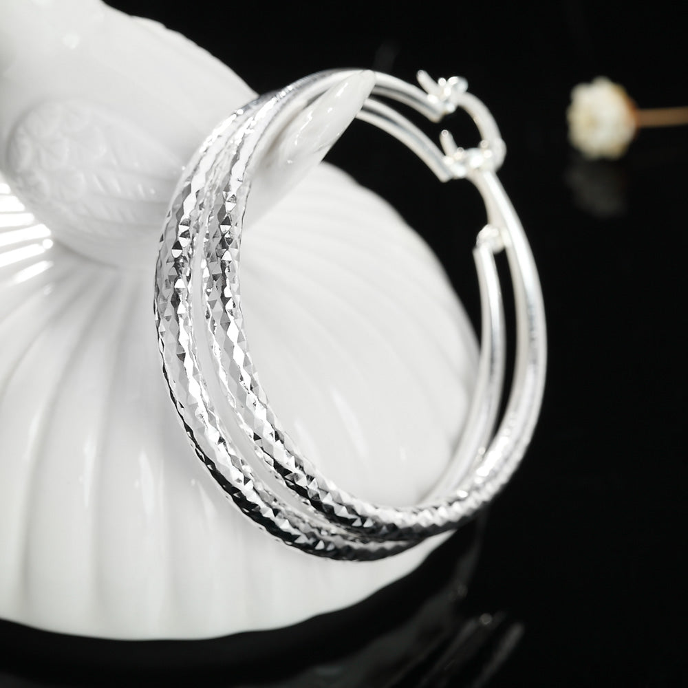 925 Sterling Silver Hoop Earrings 5CM Circle Hoops for Women - Fashion Jewelry for Weddings and Holidays