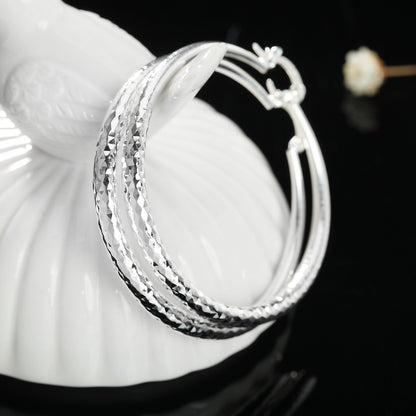 925 Sterling Silver Hoop Earrings 5CM Circle Hoops for Women - Fashion Jewelry for Weddings and Holidays