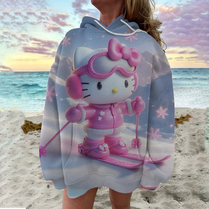 Cute Sweatshirt  Outfit Hello Kitty Hoodie Cartoon Graphic Adult Sweatshirt Hoodie Sanrio Women's Top
