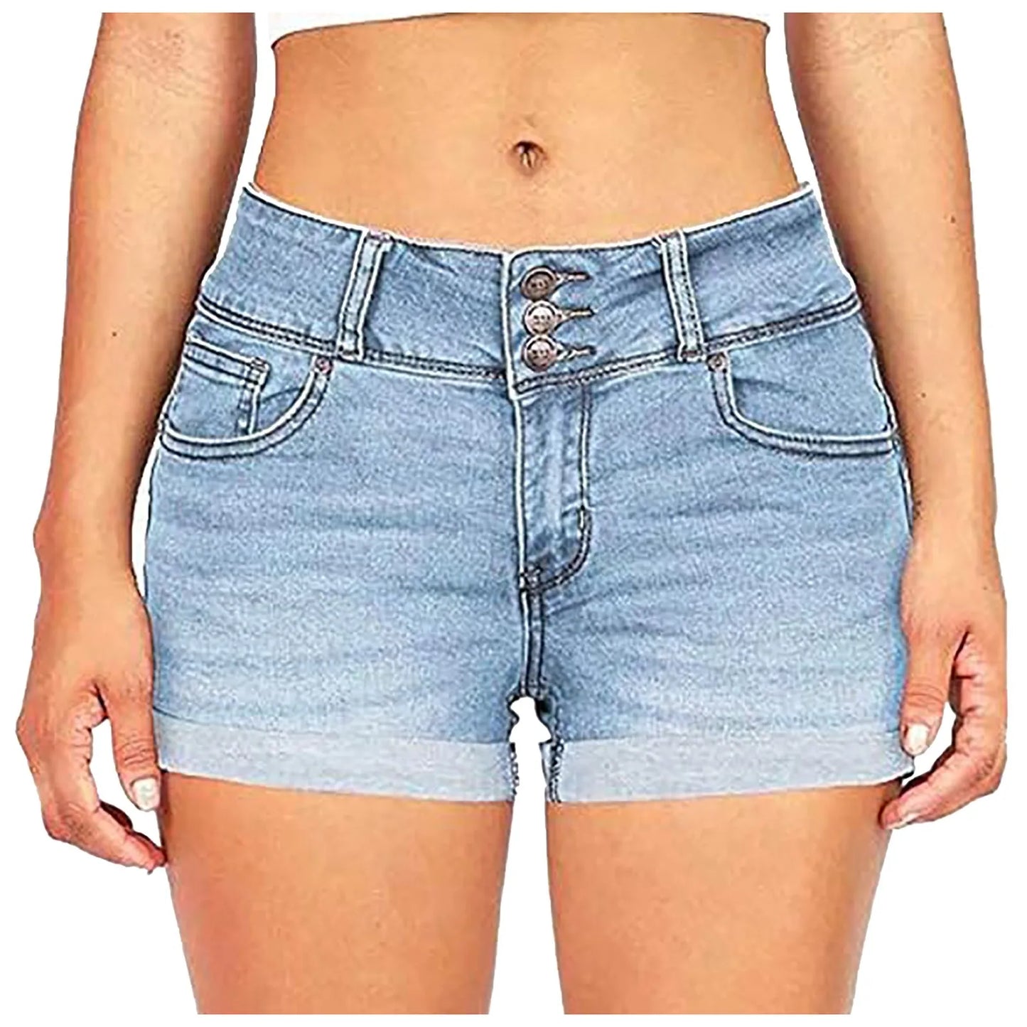Washed Solid Low Waist Denim Mini Shorts
