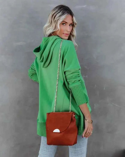 Casual Loose White Women Sweatshirt V-neck Hooded Batwing Sleeve Hoodie Top For Women Pullovers