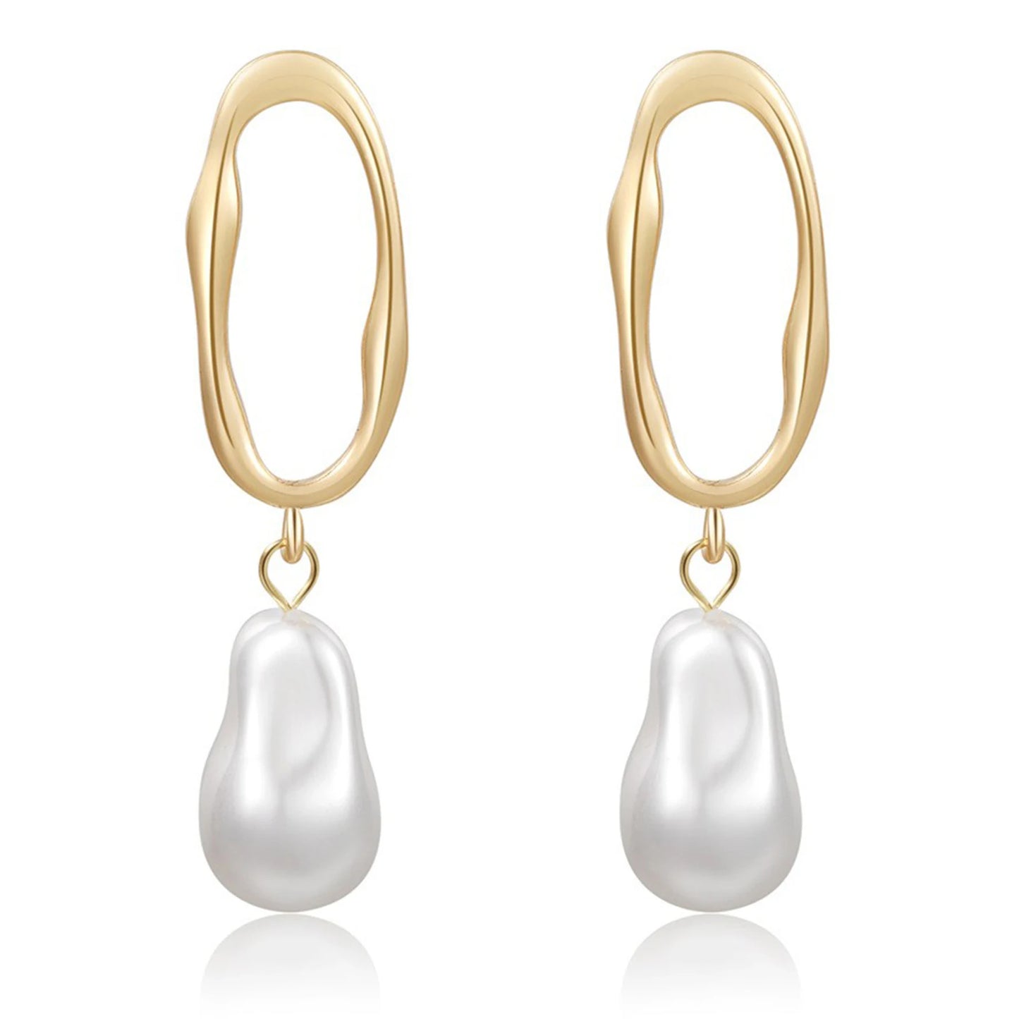 Gold Plated Pearl Dangle Earrings