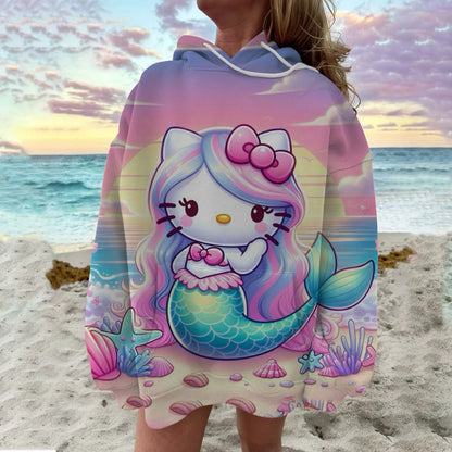 Cute Sweatshirt  Outfit Hello Kitty Hoodie Cartoon Graphic Adult Sweatshirt Hoodie Sanrio Women's Top