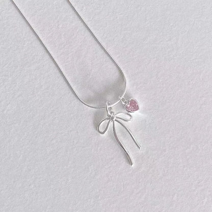 Trendy Harajuku Bowknot Heart Necklace - Vintage Snake Chain for Women Jewelry Gift - The Eggy's store