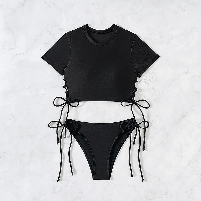 Short-Sleeve Bikini Set - Two-Piece Swimsuit