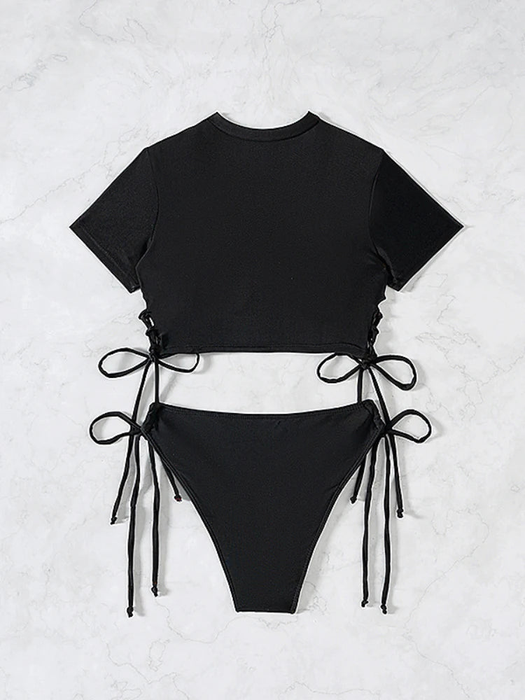 Short-Sleeve Bikini Set - Two-Piece Swimsuit