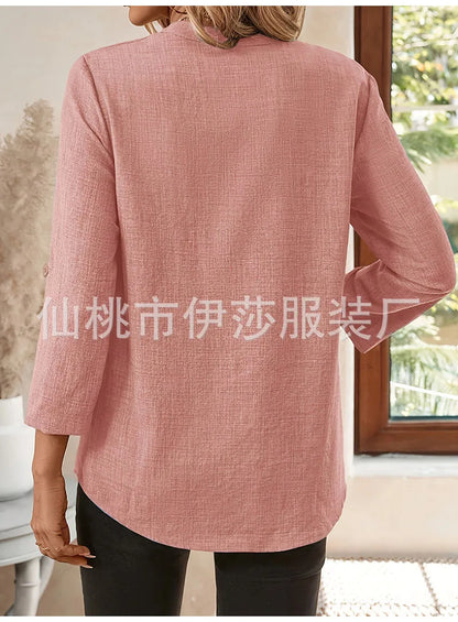 Elegant Casual V-neck Loose Sleeve Blouses