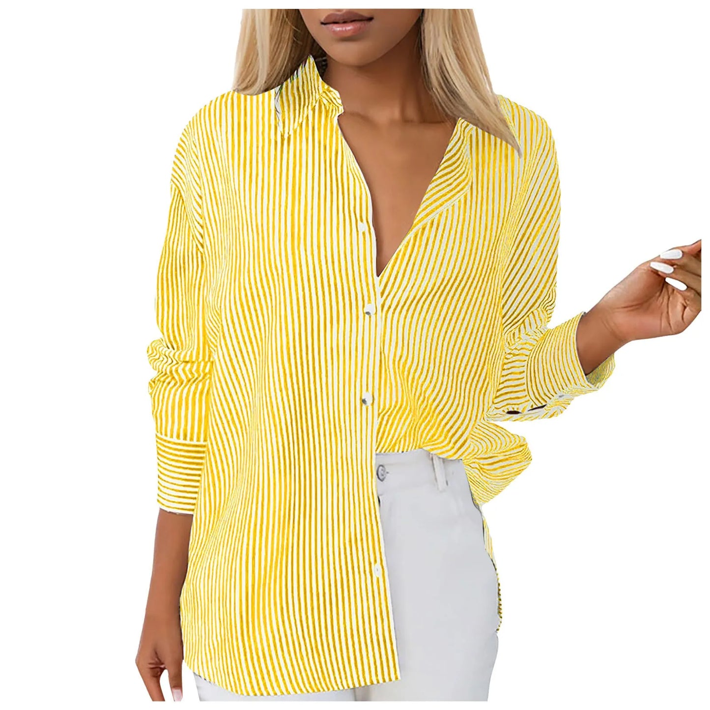 Casual Loose Button-Down Tunic Blouse