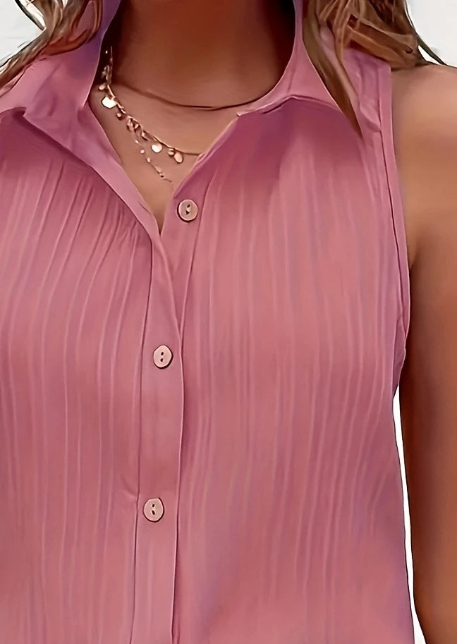 Plus Size Summer Women's Sleeveless Solid Color Blouse