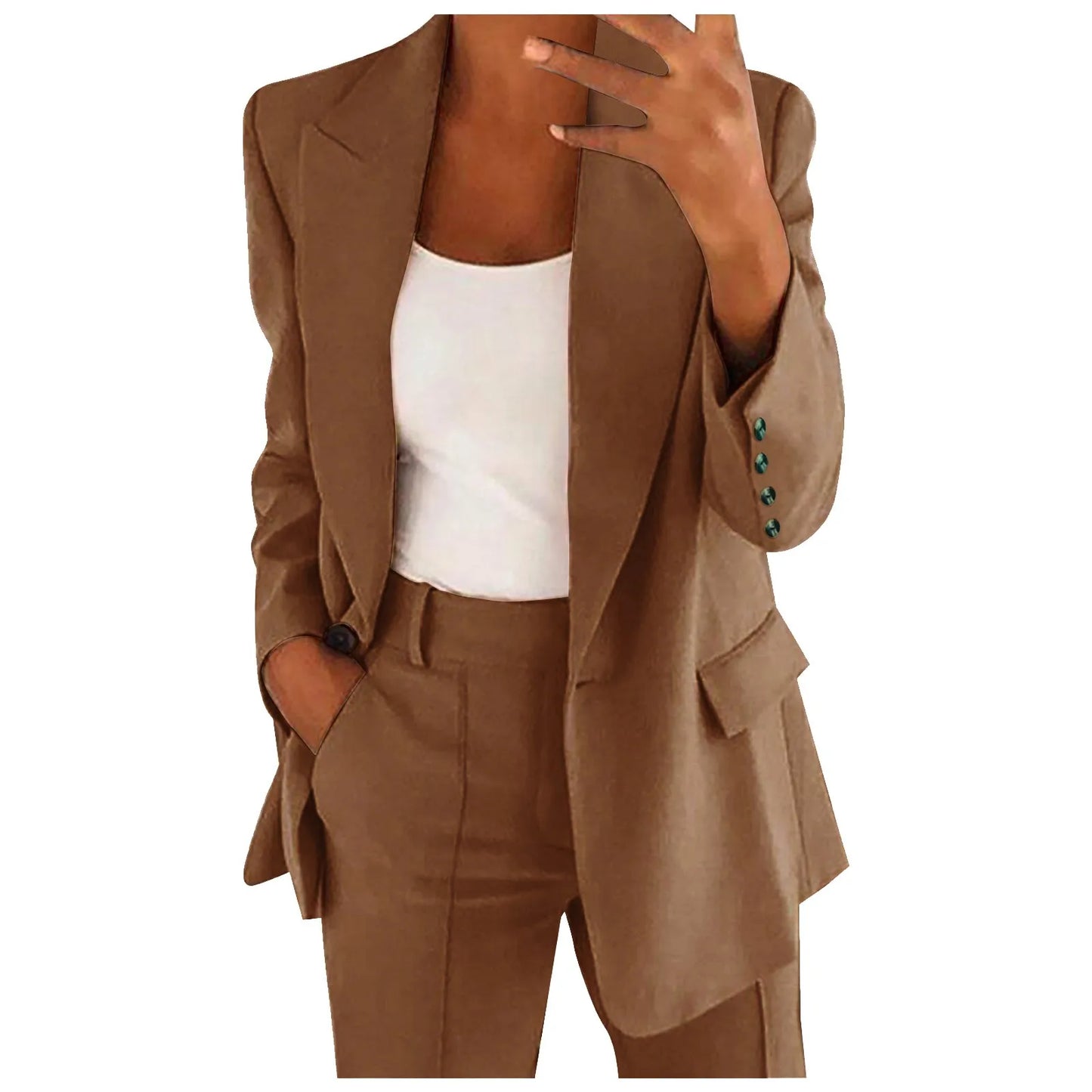 Women's Slim Fit Workwear Blazer Coat – Button Down Office Jacket