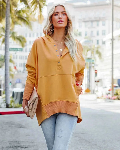 Casual Loose White Women Sweatshirt V-neck Hooded Batwing Sleeve Hoodie Top For Women Pullovers