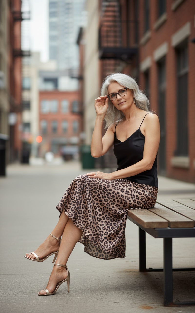 Leopard Print Midi skirt
