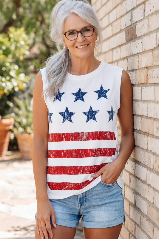 Vintage Stars & Stripes Graphic Tank Top