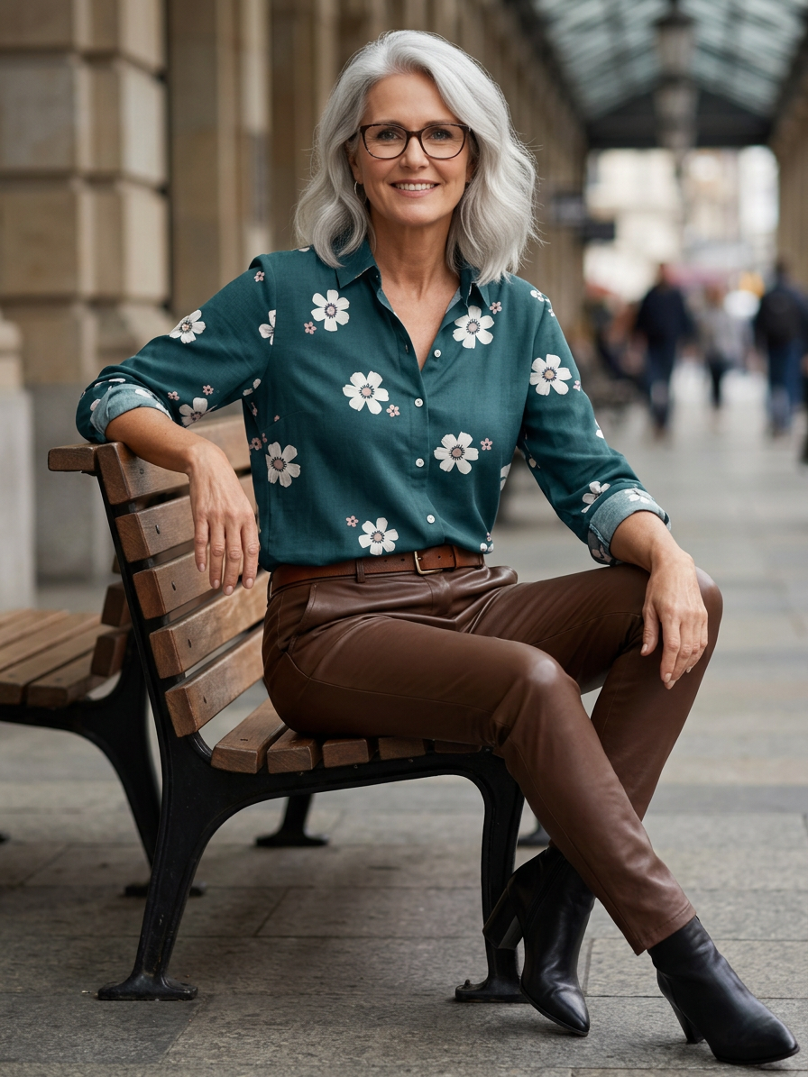 Floral Print Button-Down Casual Blouse