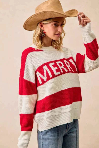 BiBi Christmas Merry Lettering Women's Sweater