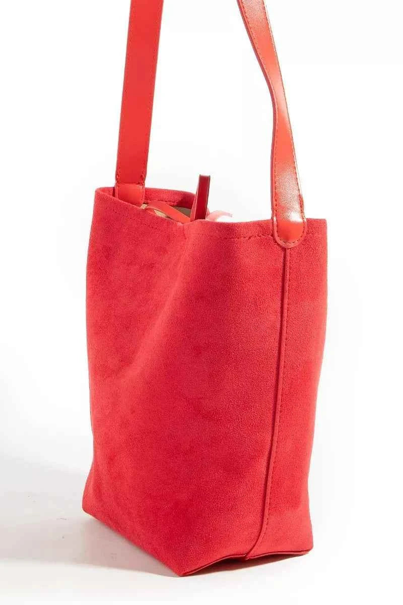 Fame Bucket Pouch Faux Suede Tote Bag