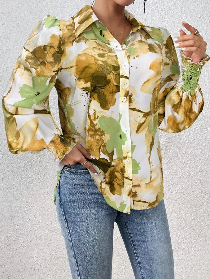 Floral Print Long Sleeve Blouse