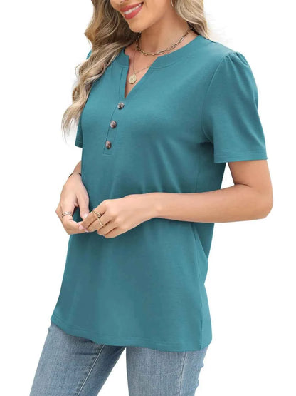 Notched Short Sleeve T-Shirt