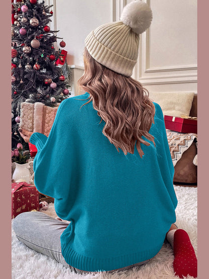 Double Take Full Size Merry Christmas Turtleneck Long Sleeve Sweater