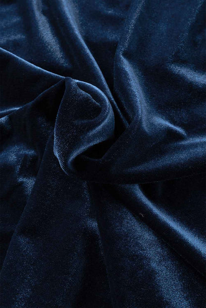 Green Frilled Neck Buttoned Front Velvet Wome Top