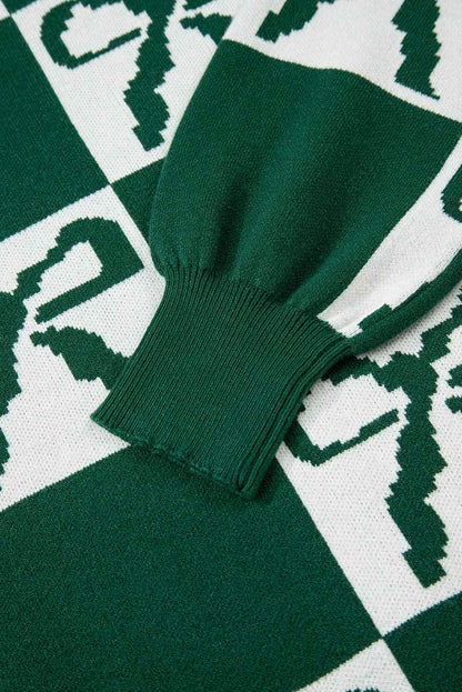 Checker Bow Crewneck Sweater