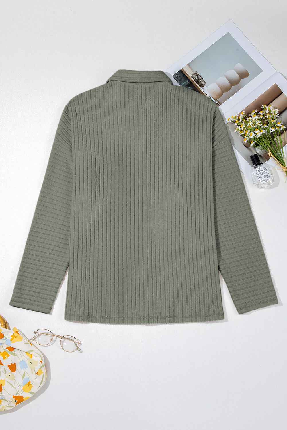 Lucia Ribbed Texture Button Up Shacket