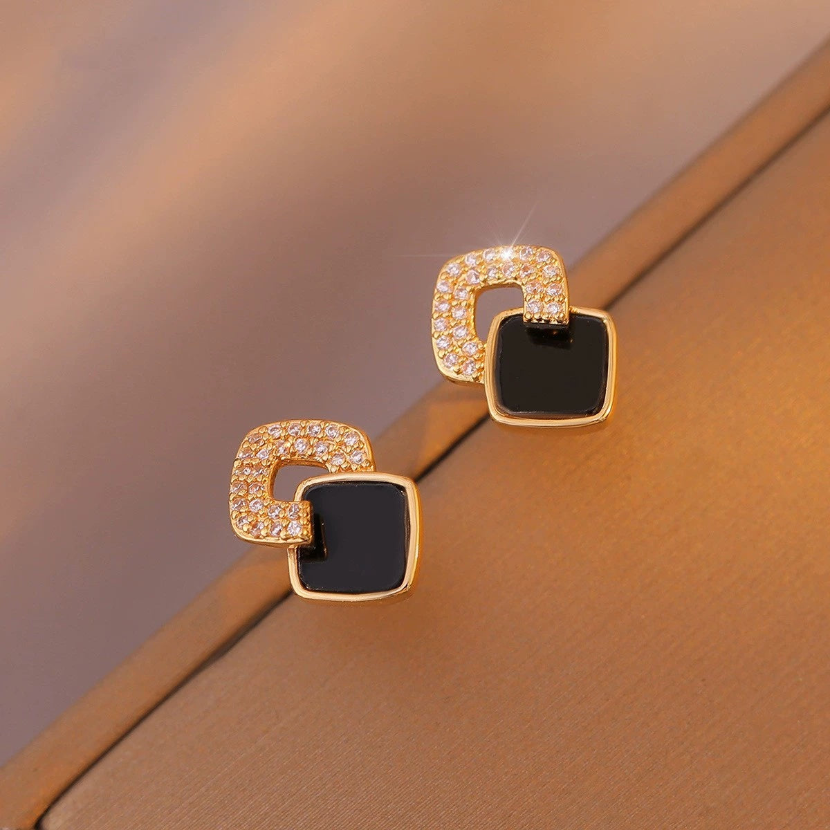 Women's Cross Black Small Square Earrings Versatile Gift - The Eggy's store