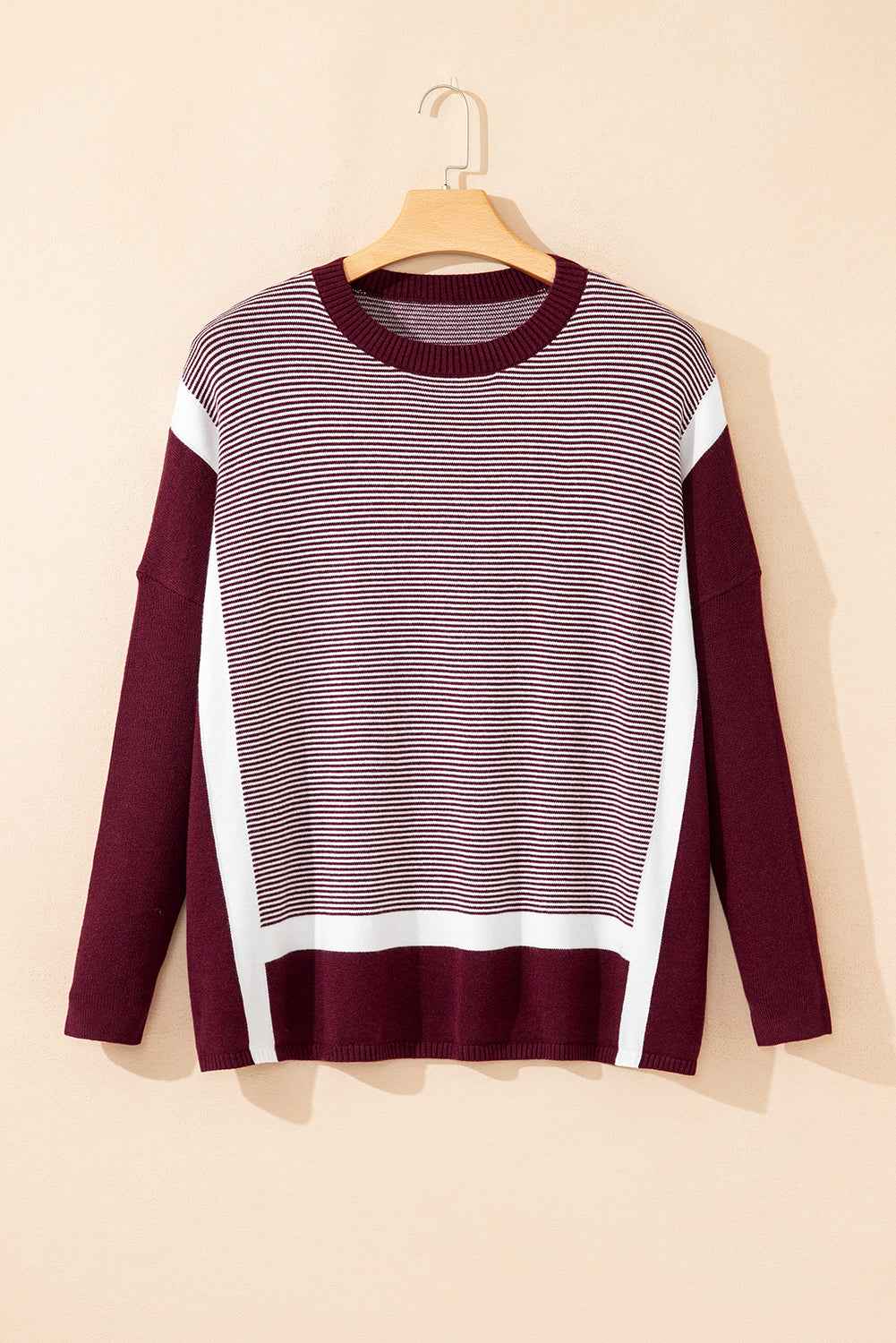 Stripe Colorblock Patchwork Dolman Sleeve Sweater